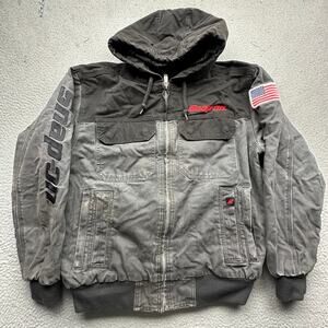Snap-On Tools Canvas Gray Black Hood Work Jacket Mens Medium 2016 RA Color Block